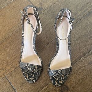 Madden Girl Black and Cream Snake Print Heels